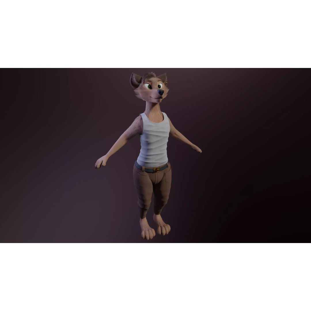 Kovu Anthro Wolf 3D Model – Low Poly Rigged Character, Blender & More - View 9
