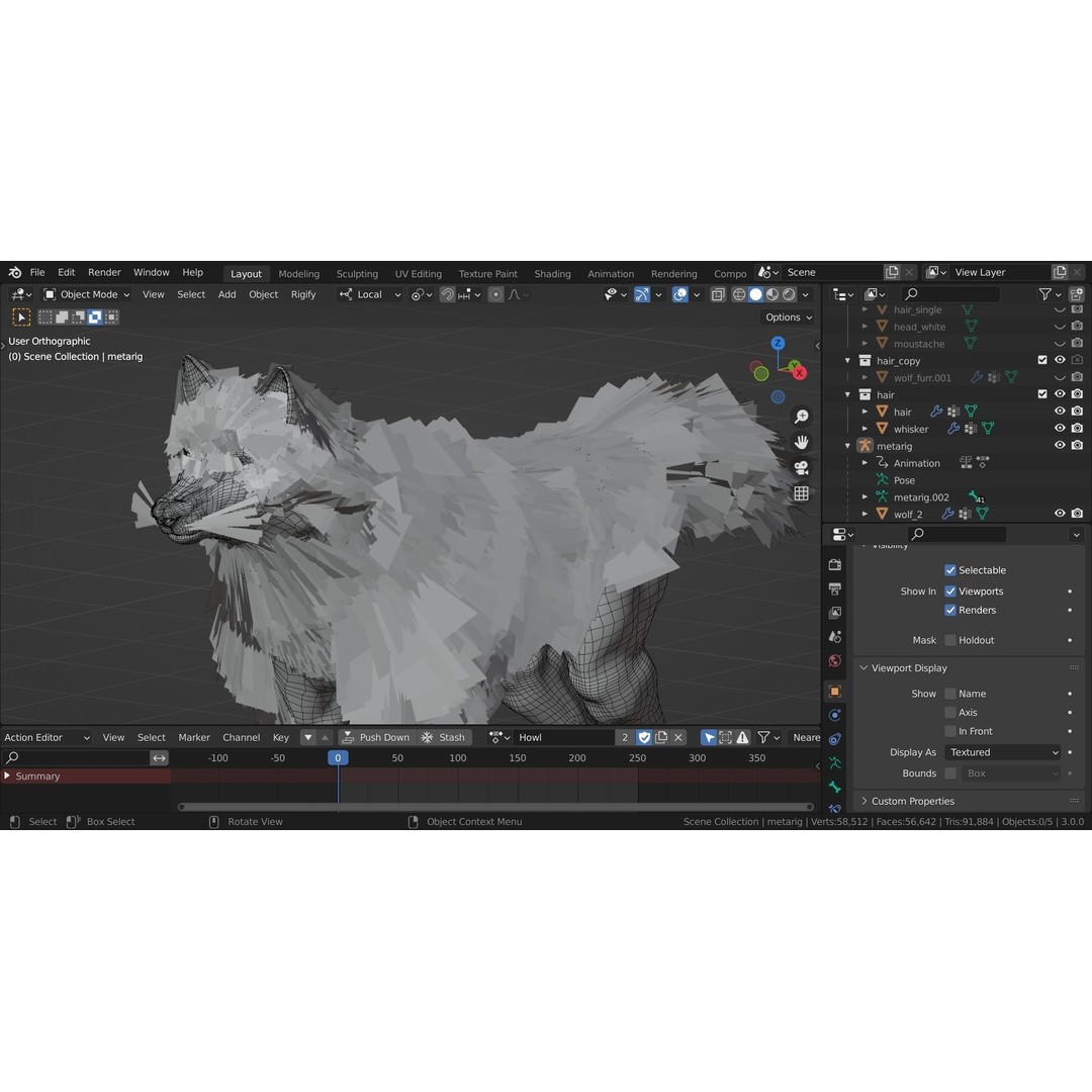 Wolf 3D Model – Rigged Low-Poly Animated Game Asset, FBX, OBJ - View 41
