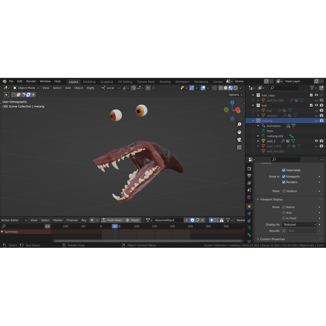 Wolf 3D Model – Rigged Low-Poly Animated Game Asset, FBX, OBJ - View 43