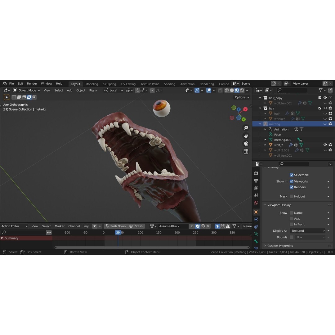 Wolf 3D Model – Rigged Low-Poly Animated Game Asset, FBX, OBJ - View 44