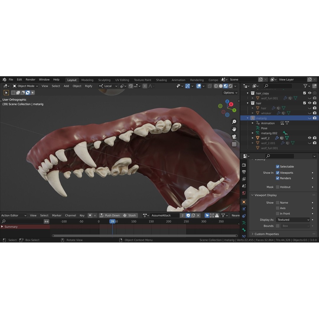 Wolf 3D Model – Rigged Low-Poly Animated Game Asset, FBX, OBJ - View 45