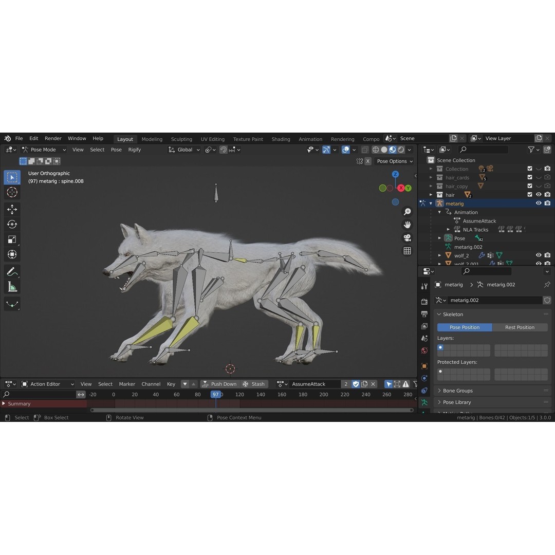 Wolf 3D Model – Rigged Low-Poly Animated Game Asset, FBX, OBJ - View 47
