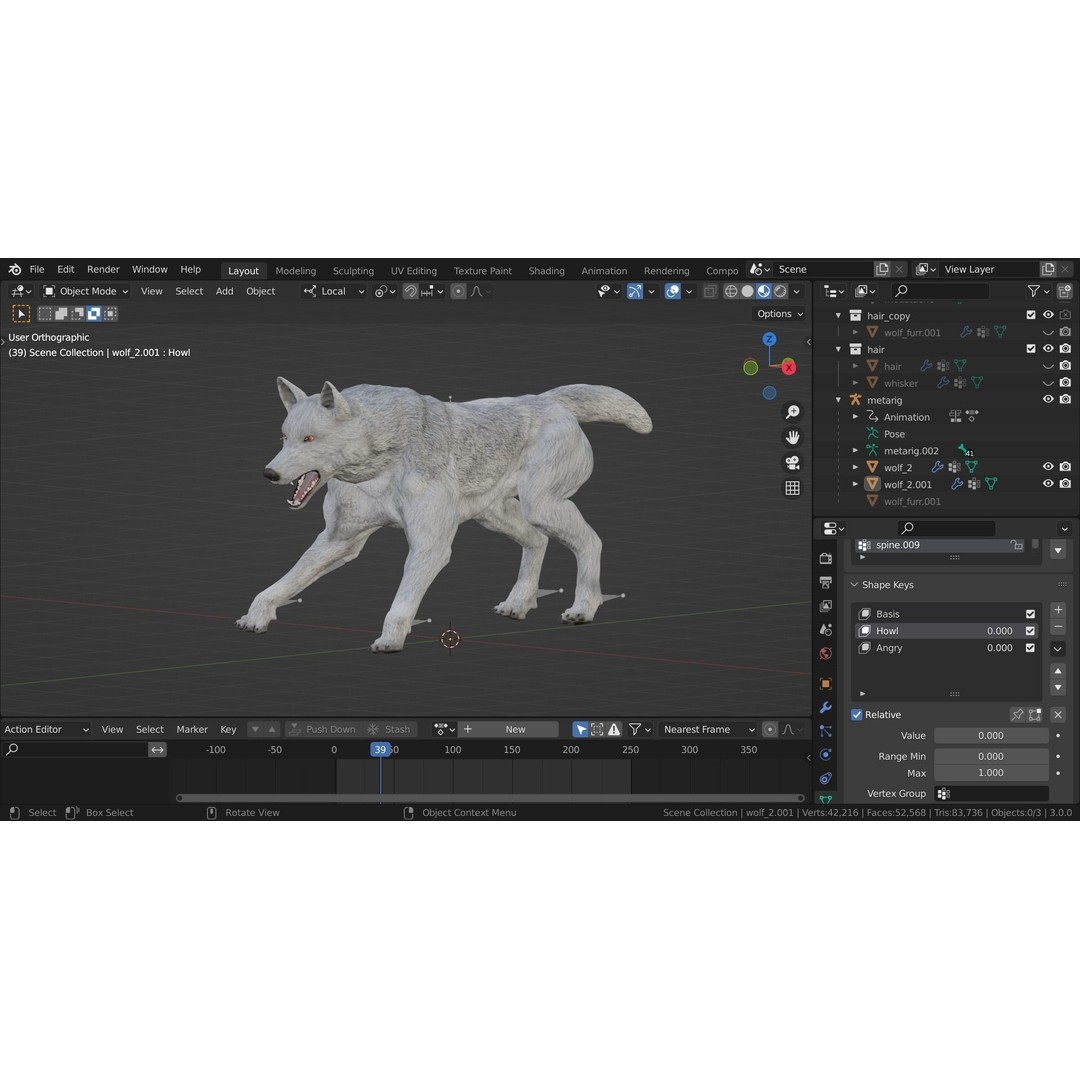 Wolf 3D Model – Rigged Low-Poly Animated Game Asset, FBX, OBJ - View 48