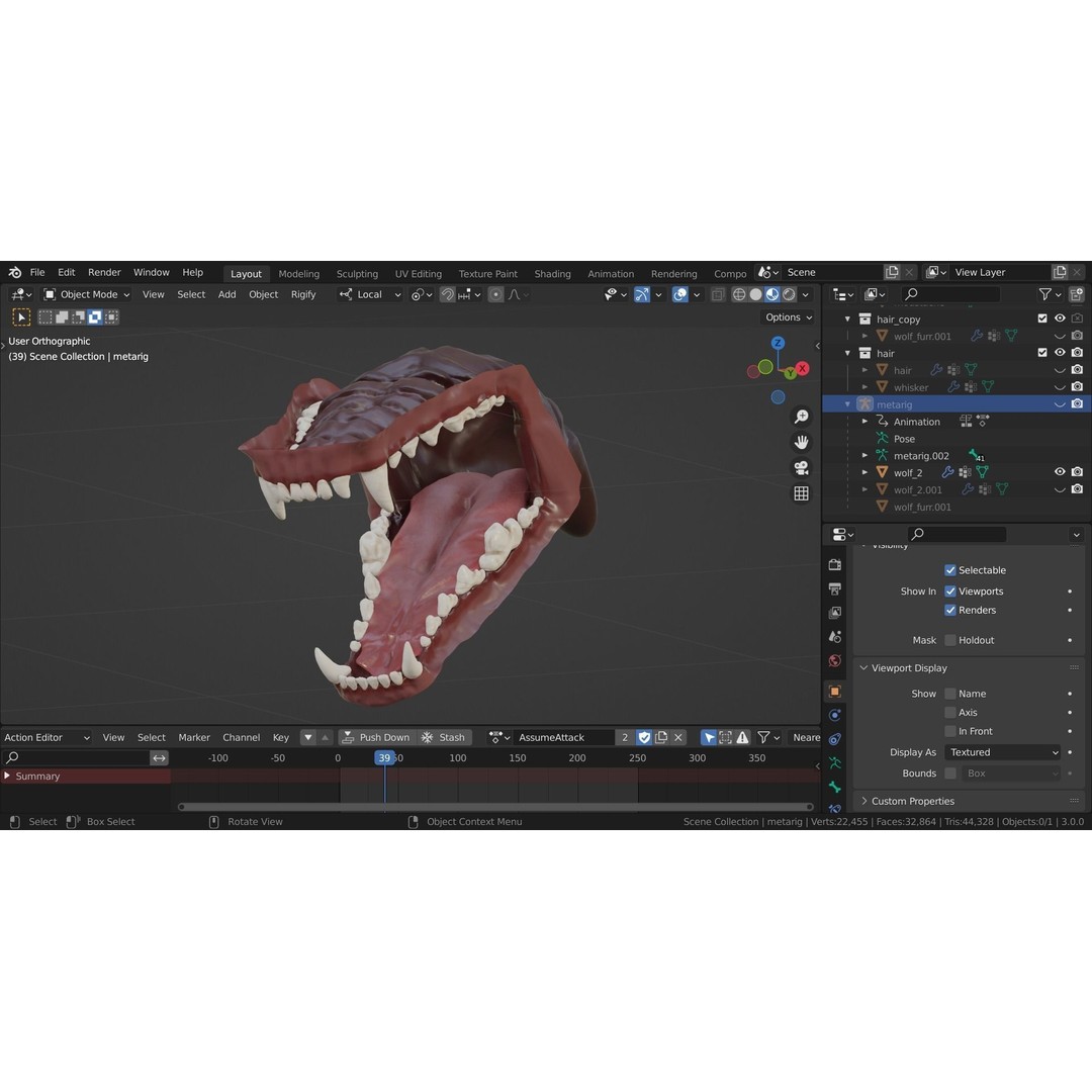 Wolf 3D Model – Rigged Low-Poly Animated Game Asset, FBX, OBJ - View 6