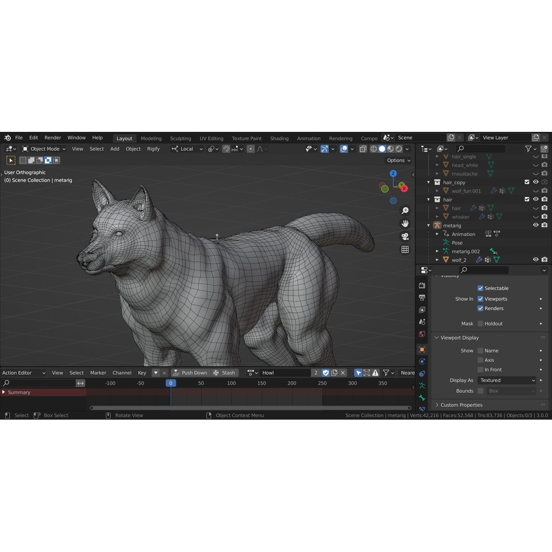 Wolf 3D Model – Rigged Low-Poly Animated Game Asset, FBX, OBJ - View 7
