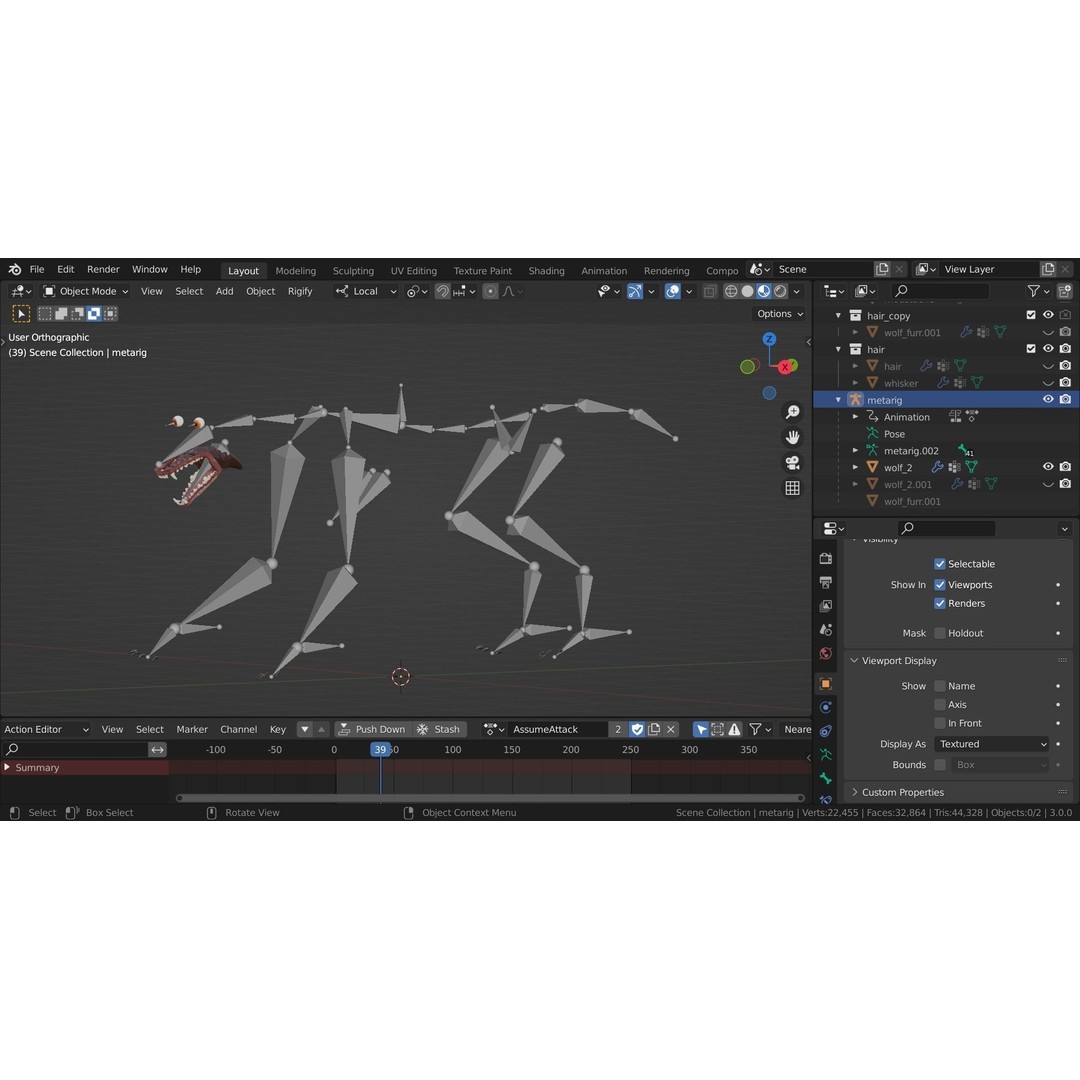 Wolf 3D Model – Rigged Low-Poly Animated Game Asset, FBX, OBJ - View 8