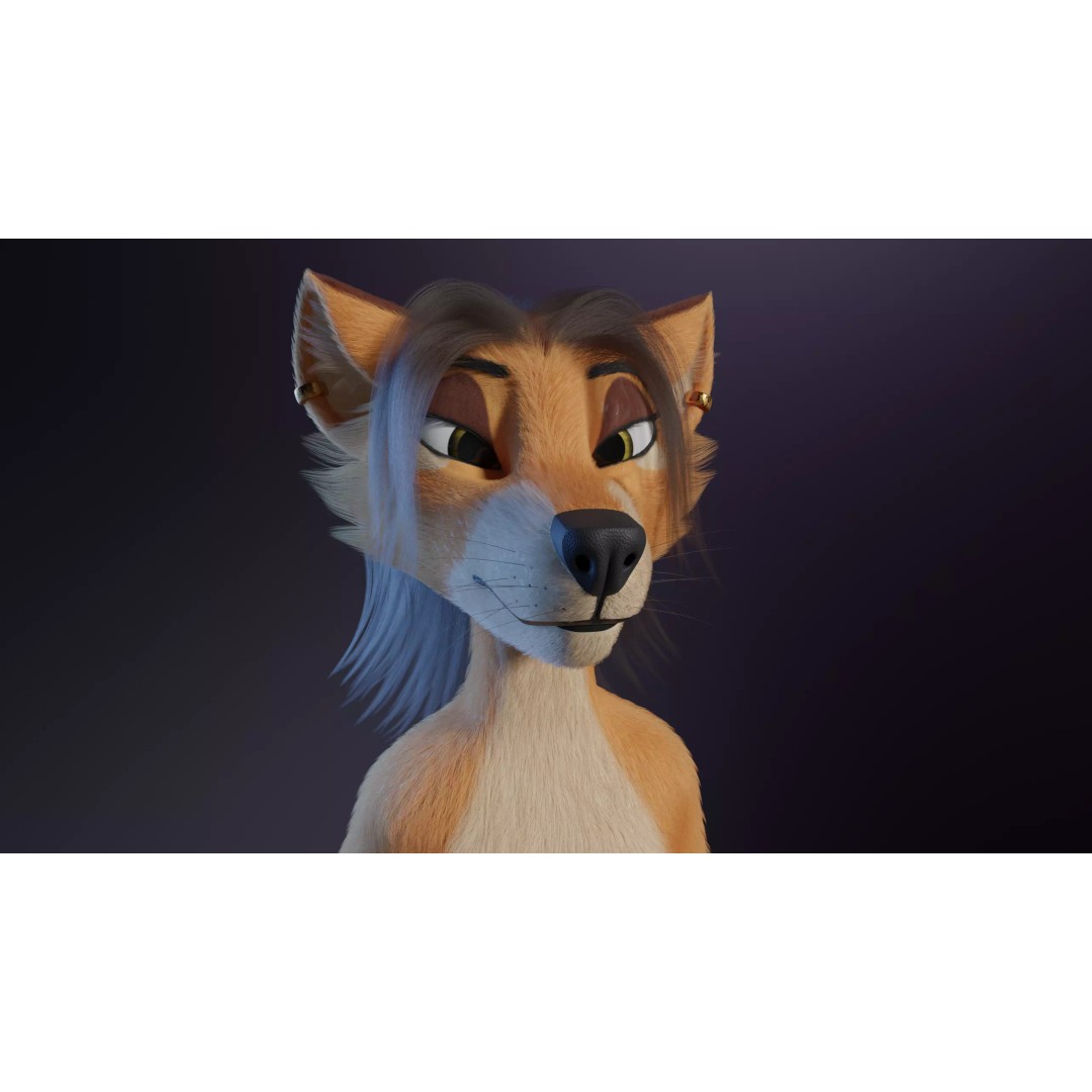 Maggie Anthro Dingo 3D Model – Low Poly Rigged Character, Blender - View 12
