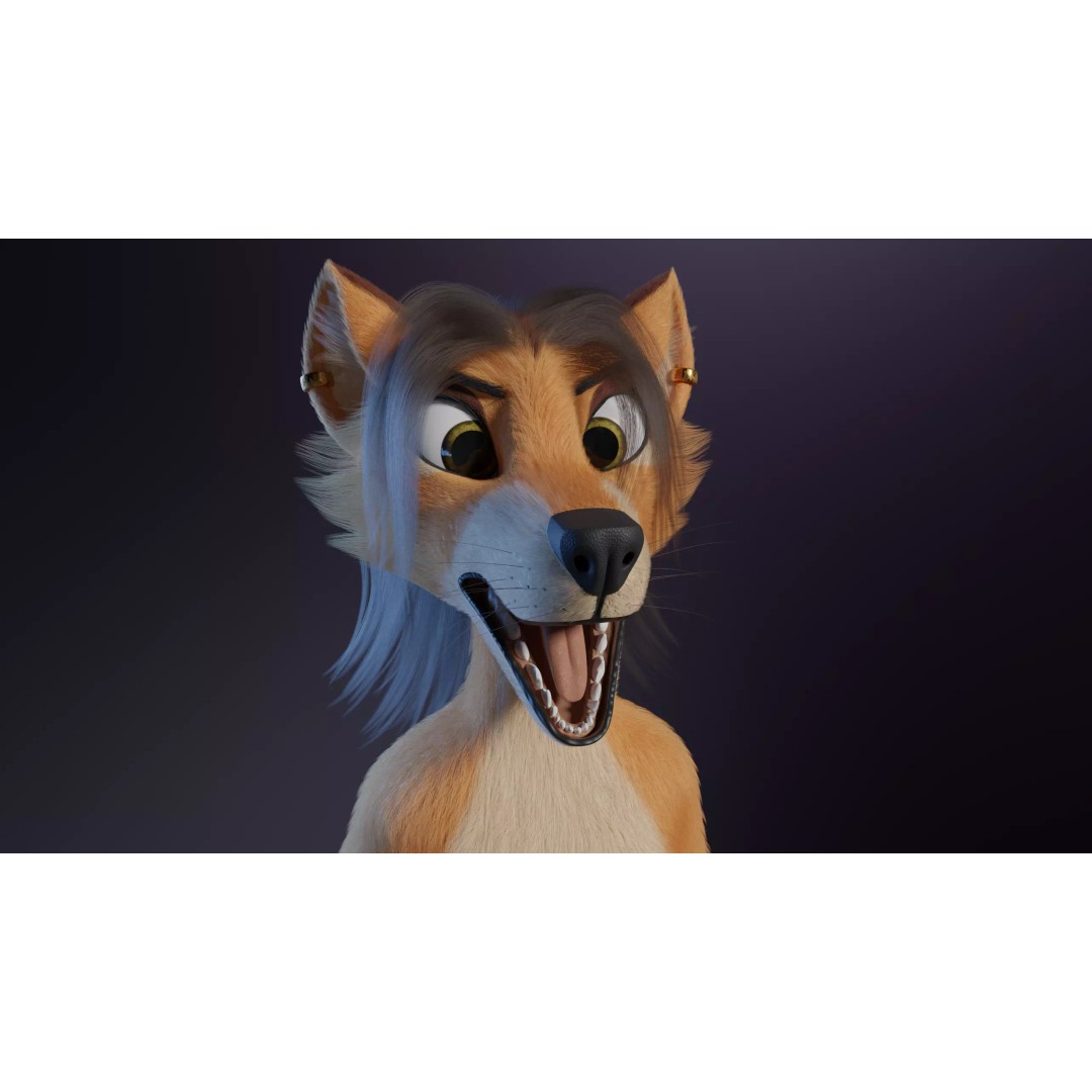 Maggie Anthro Dingo 3D Model – Low Poly Rigged Character, Blender - View 13