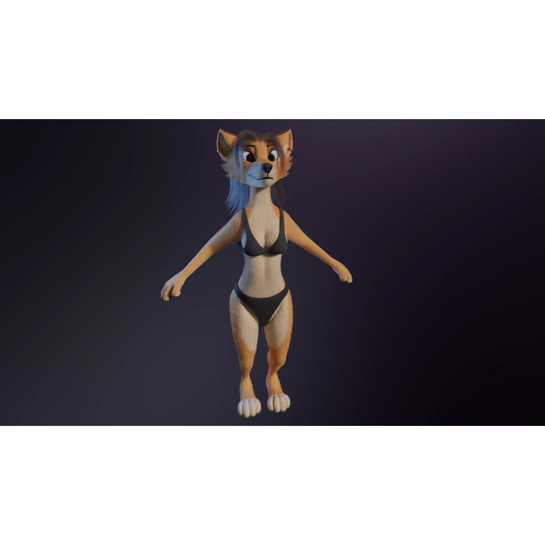 Maggie Anthro Dingo 3D Model – Low Poly Rigged Character, Blender - View 14