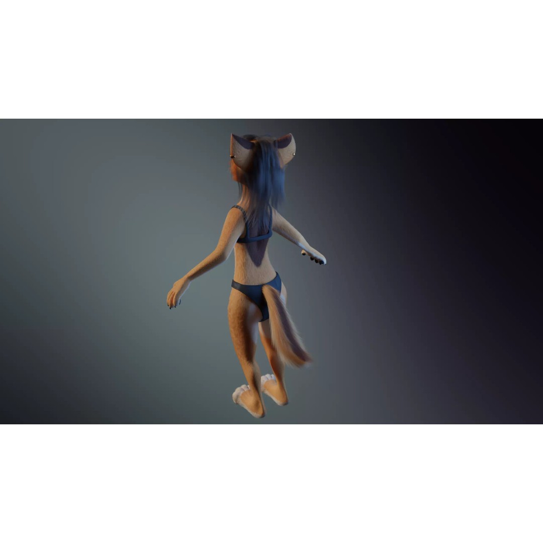Maggie Anthro Dingo 3D Model – Low Poly Rigged Character, Blender - View 15