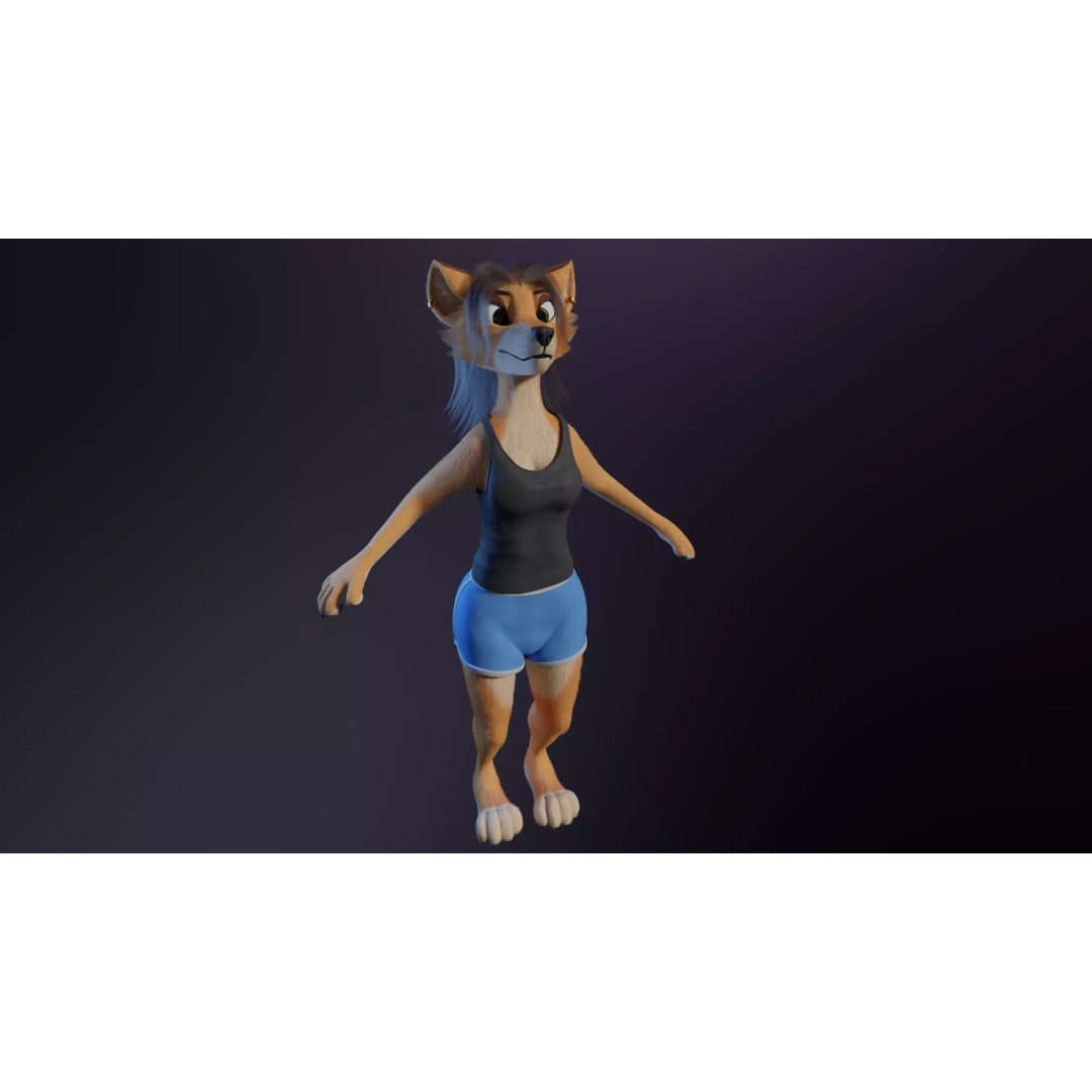 Maggie Anthro Dingo 3D Model – Low Poly Rigged Character, Blender - View 16