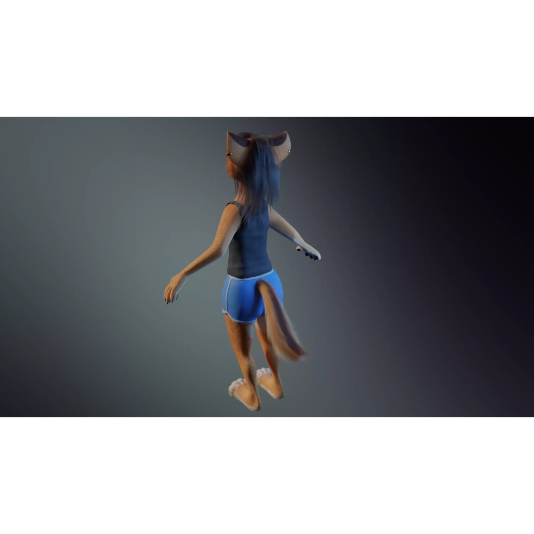 Maggie Anthro Dingo 3D Model – Low Poly Rigged Character, Blender - View 17