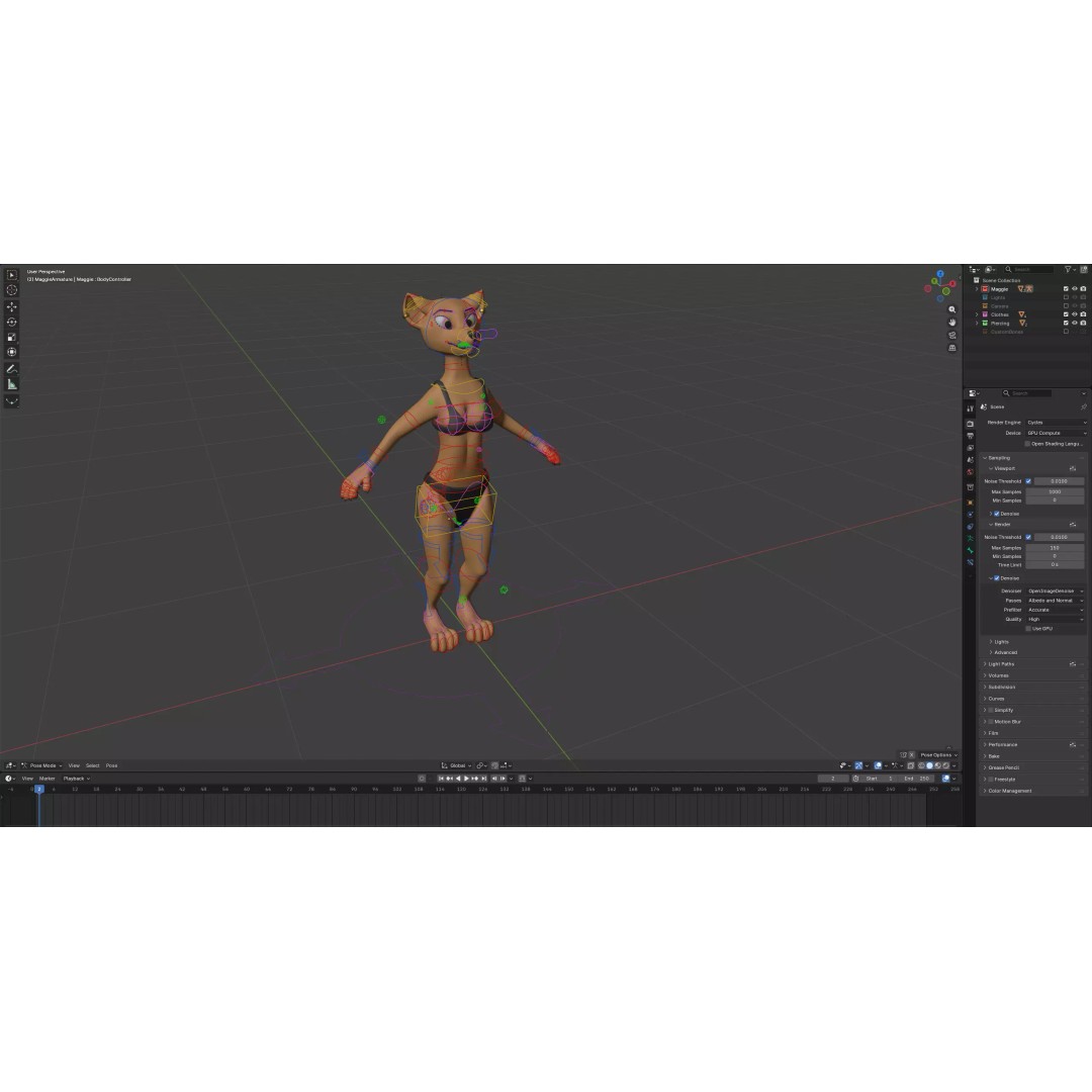 Maggie Anthro Dingo 3D Model – Low Poly Rigged Character, Blender - View 21