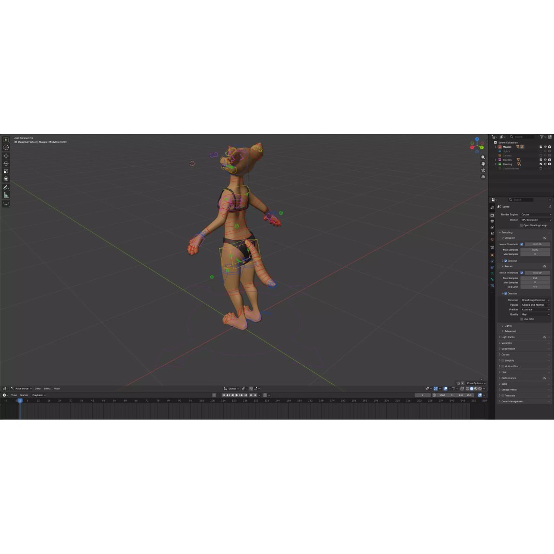 Maggie Anthro Dingo 3D Model – Low Poly Rigged Character, Blender - View 22
