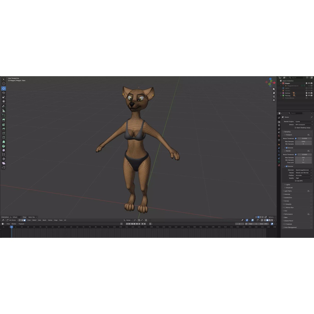 Maggie Anthro Dingo 3D Model – Low Poly Rigged Character, Blender - View 24
