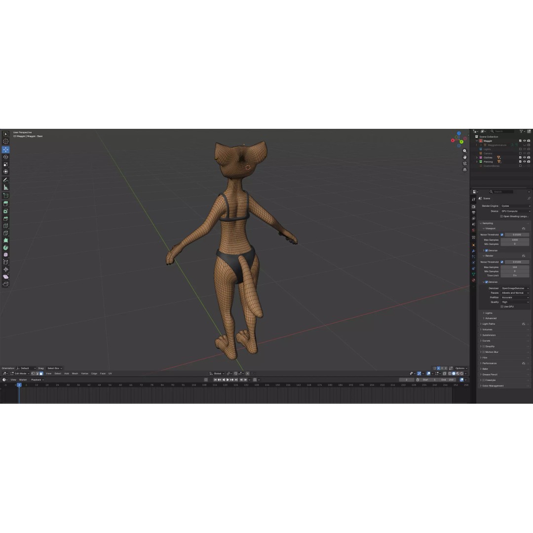 Maggie Anthro Dingo 3D Model – Low Poly Rigged Character, Blender - View 25