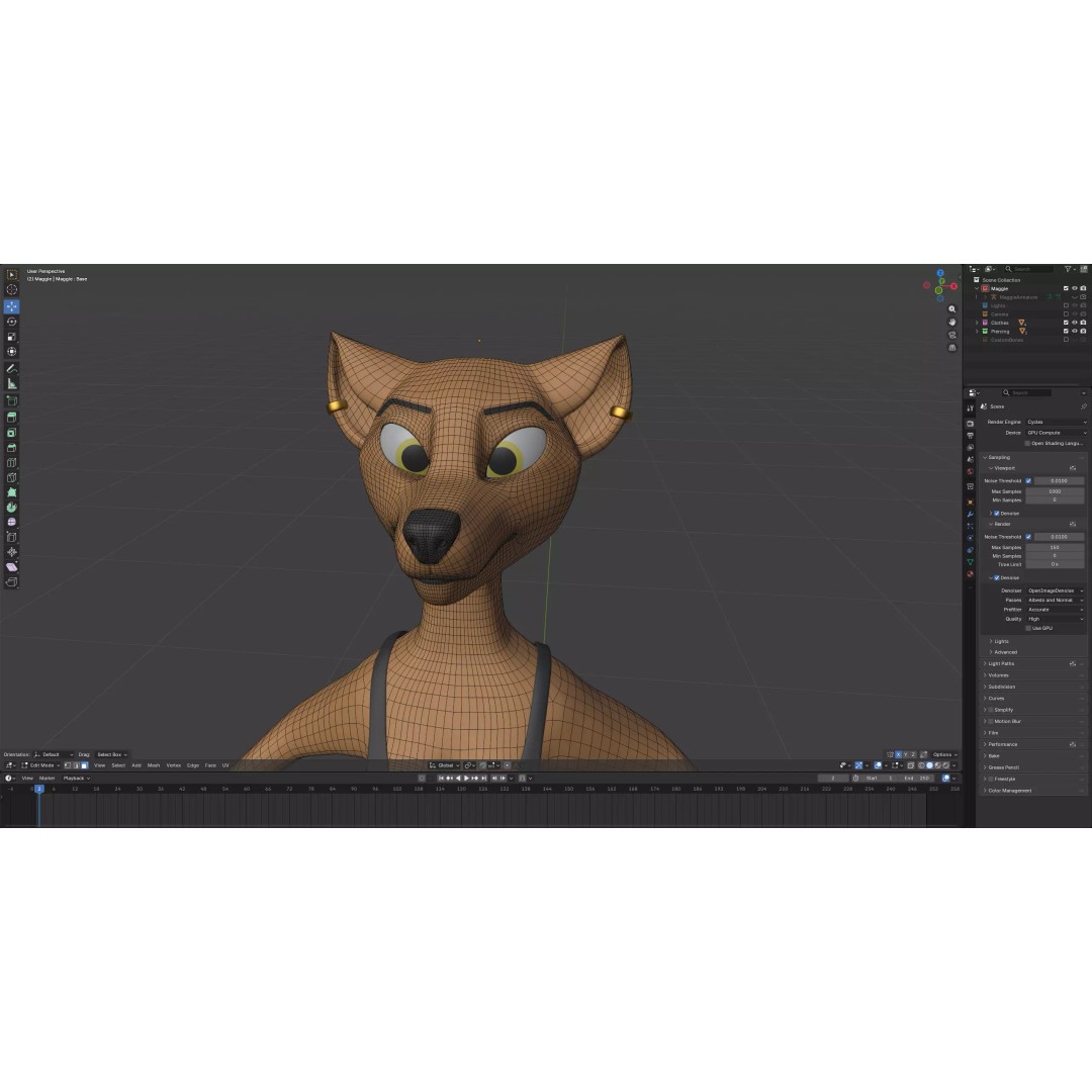 Maggie Anthro Dingo 3D Model – Low Poly Rigged Character, Blender - View 26