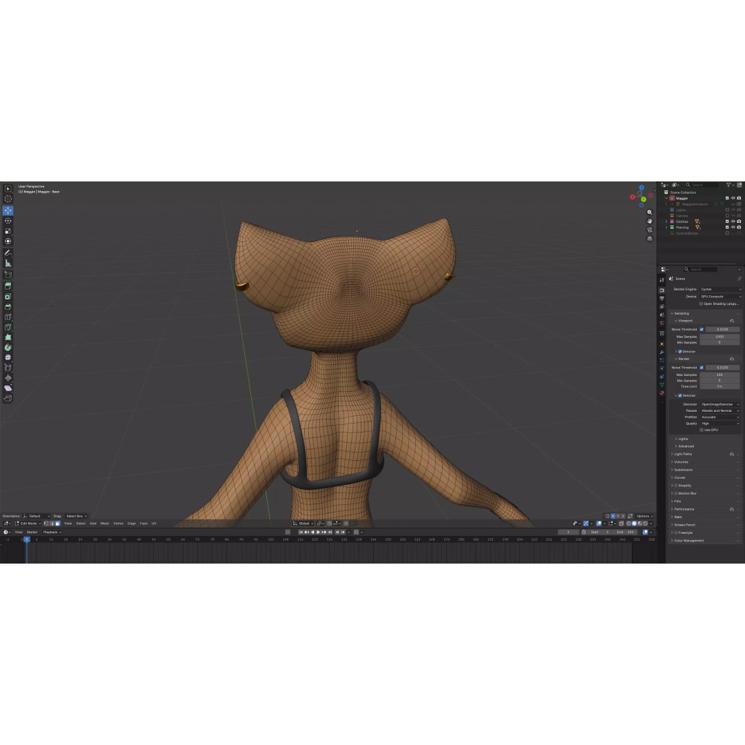 Maggie Anthro Dingo 3D Model – Low Poly Rigged Character, Blender - View 27