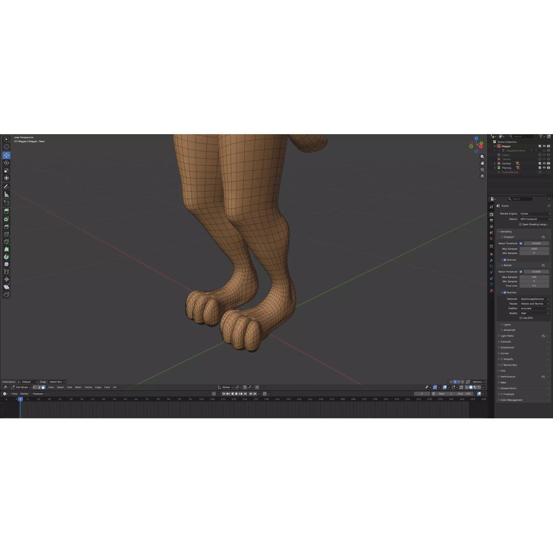 Maggie Anthro Dingo 3D Model – Low Poly Rigged Character, Blender - View 29