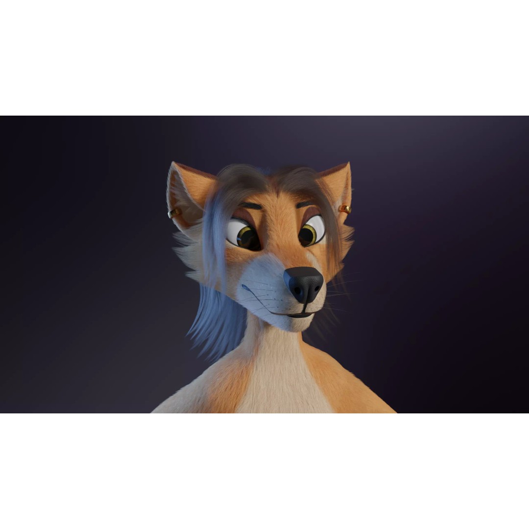Maggie Anthro Dingo 3D Model – Low Poly Rigged Character, Blender - View 3
