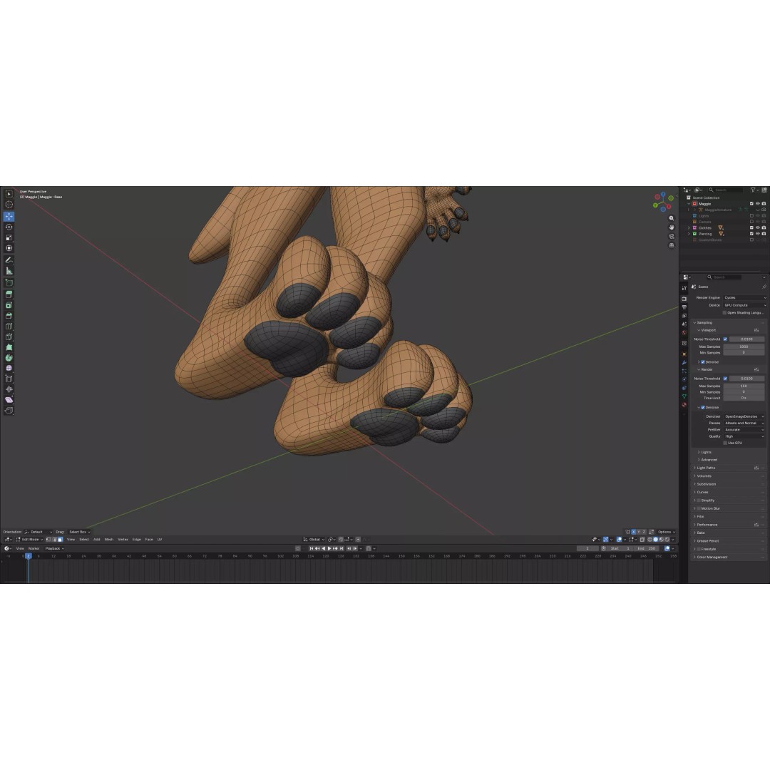 Maggie Anthro Dingo 3D Model – Low Poly Rigged Character, Blender - View 30