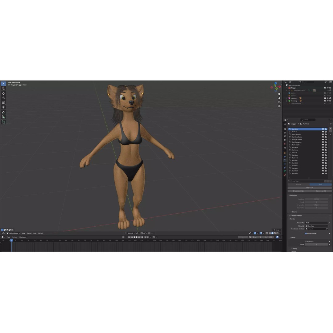 Maggie Anthro Dingo 3D Model – Low Poly Rigged Character, Blender - View 31