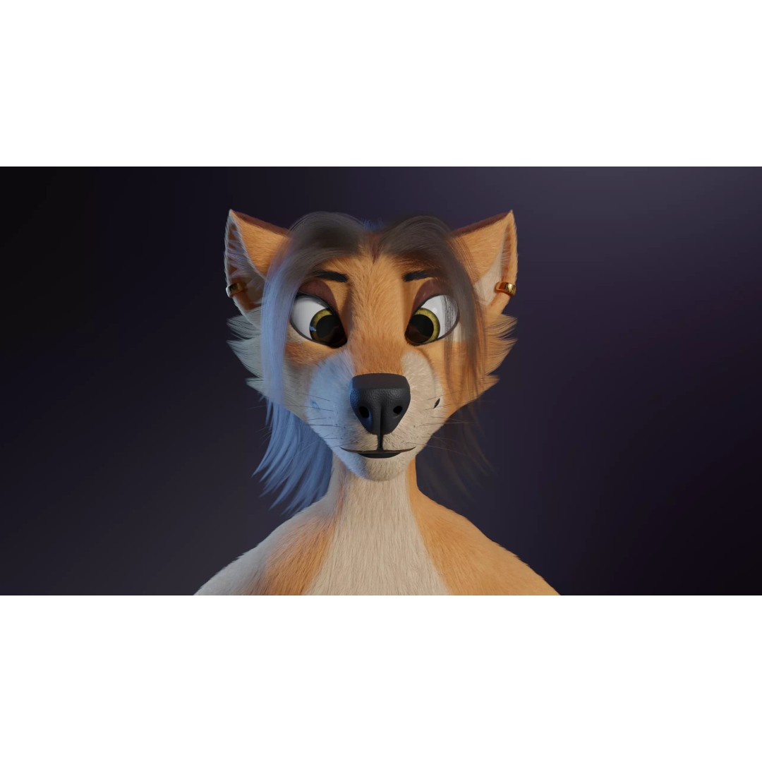 Maggie Anthro Dingo 3D Model – Low Poly Rigged Character, Blender - View 4