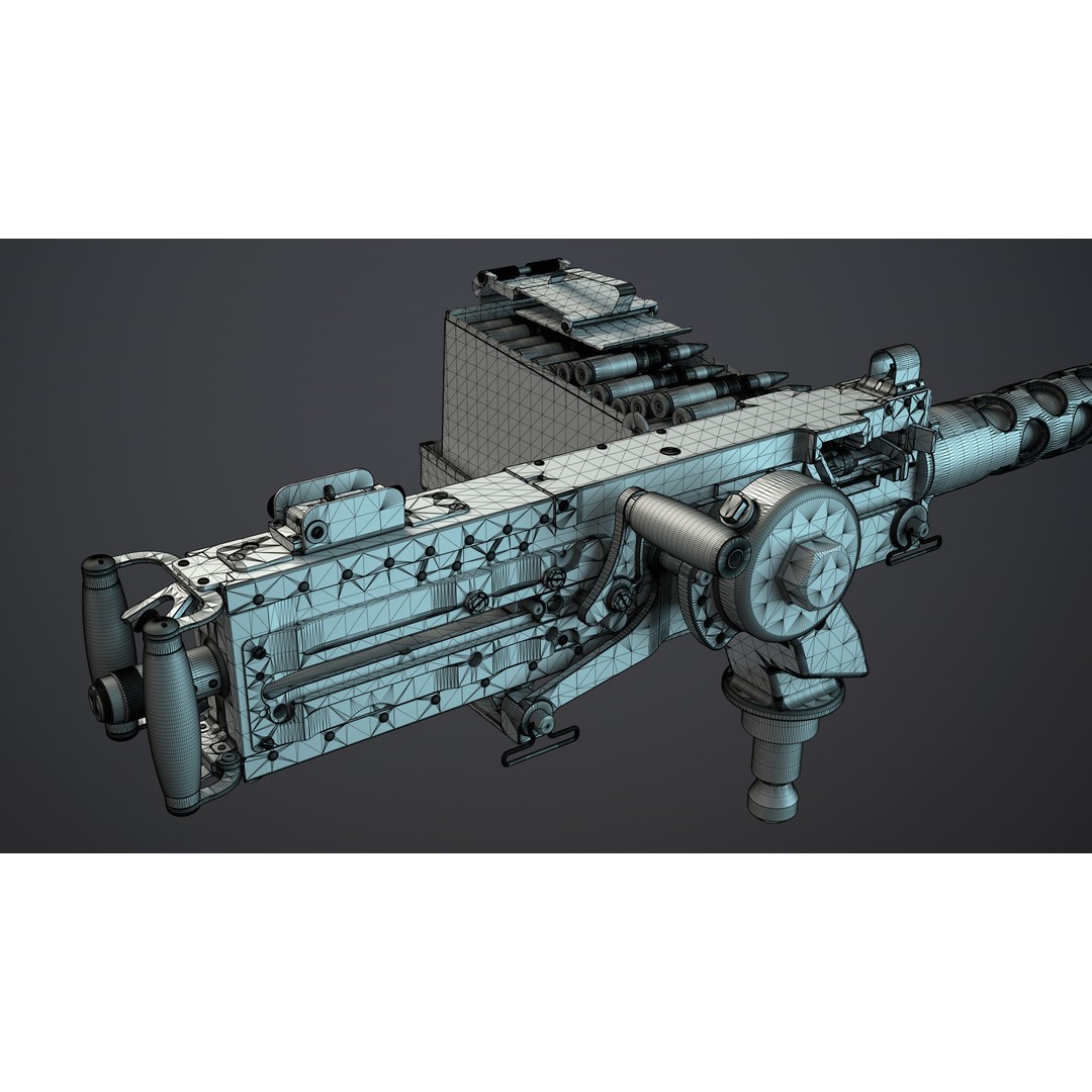 M2HB Browning Machine Gun 3D Model – High Poly Game Asset, FBX & OBJ