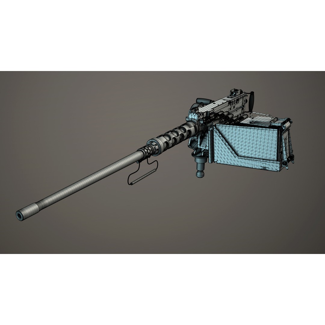 M2HB Browning Machine Gun 3D Model – High Poly Game Asset, FBX & OBJ - View 14