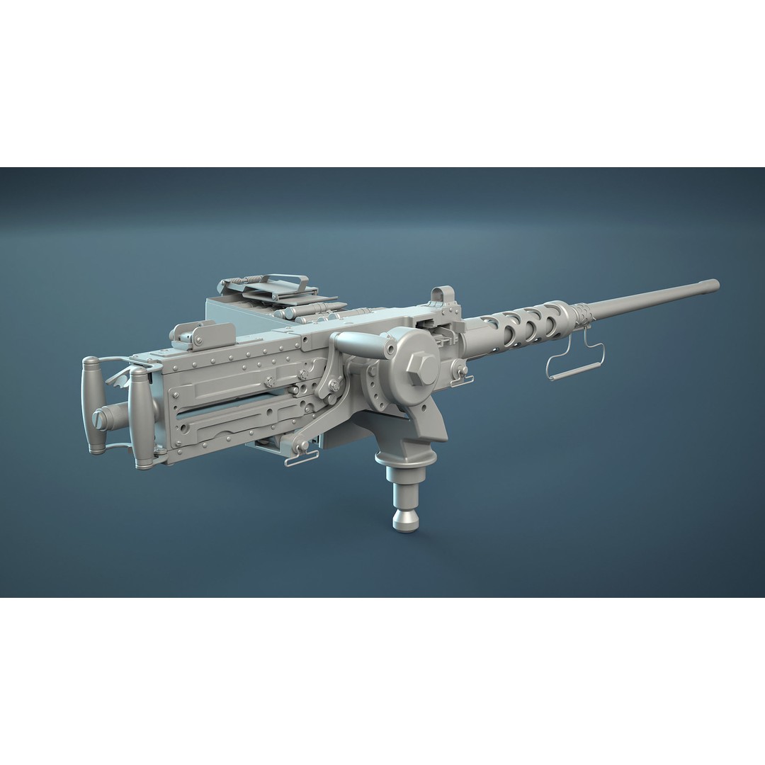 M2HB Browning Machine Gun 3D Model – High Poly Game Asset, FBX & OBJ - View 2