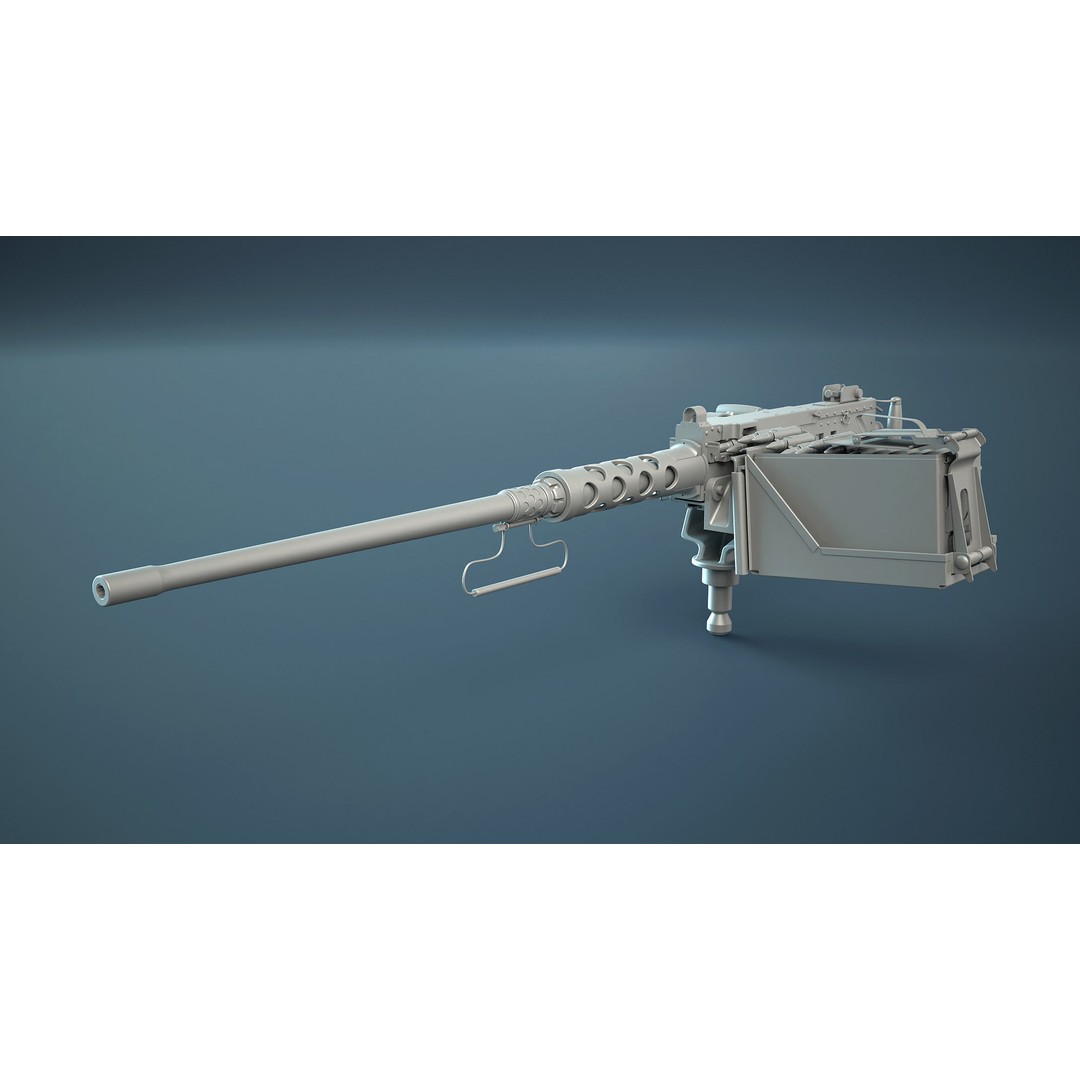 M2HB Browning Machine Gun 3D Model – High Poly Game Asset, FBX & OBJ - View 3