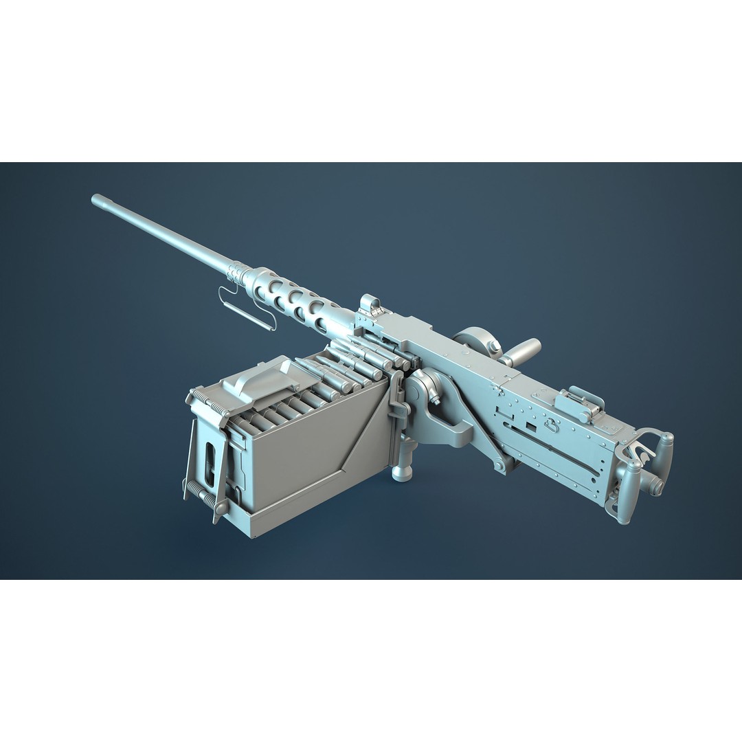 M2HB Browning Machine Gun 3D Model – High Poly Game Asset, FBX & OBJ - View 6