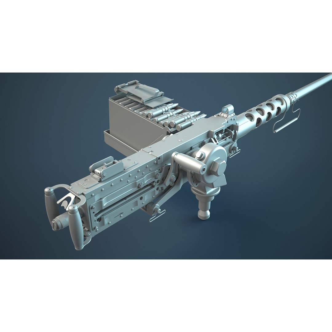 M2HB Browning Machine Gun 3D Model – High Poly Game Asset, FBX & OBJ - View 7