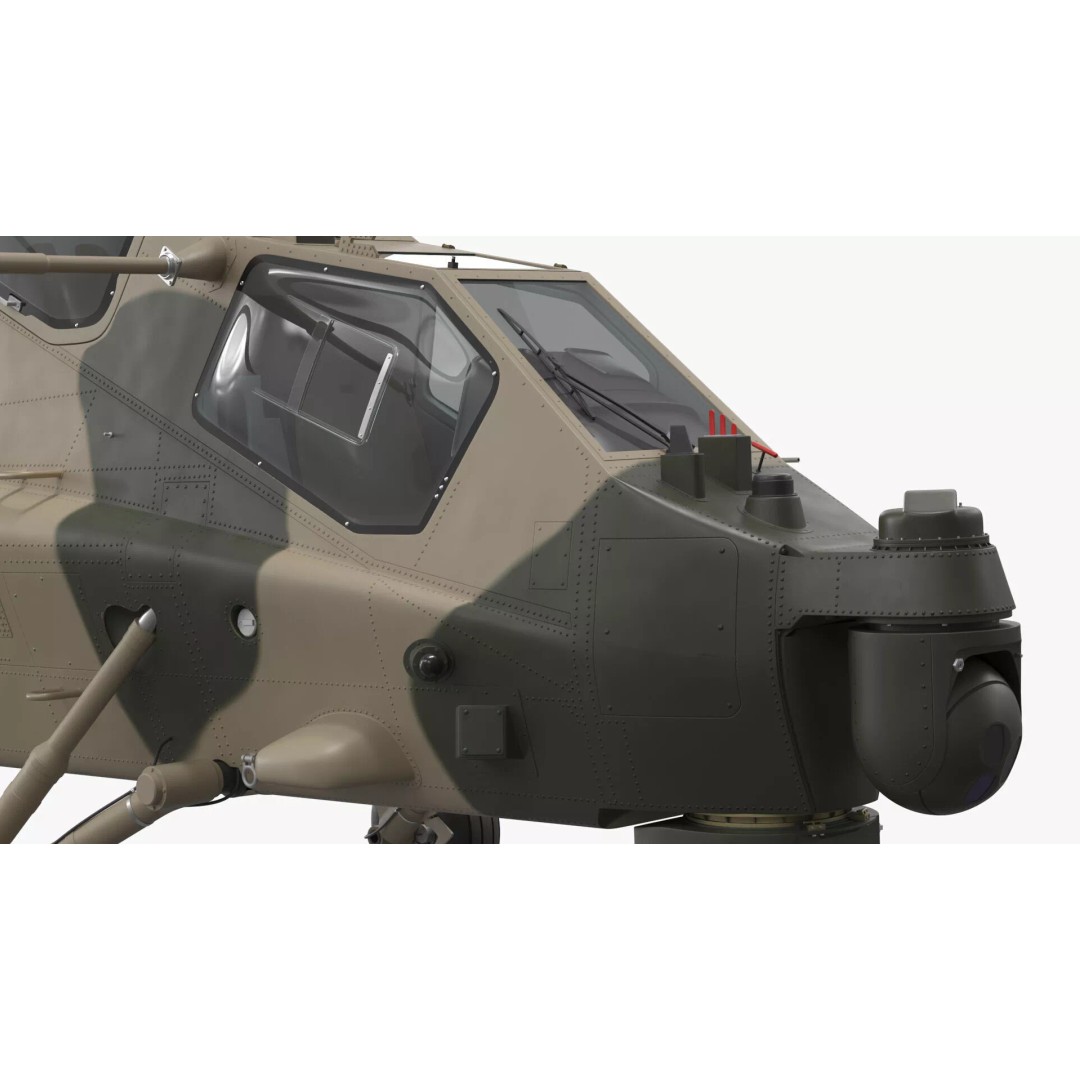 Combat Helicopter 3D Model – Desert Camouflage PBR Aircraft for Simulation - View 10