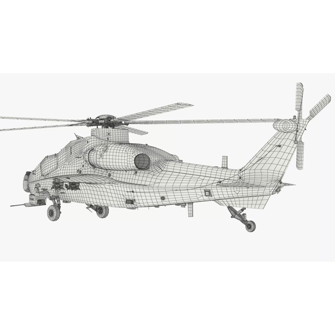 Combat Helicopter 3D Model – Desert Camouflage PBR Aircraft for Simulation - View 14