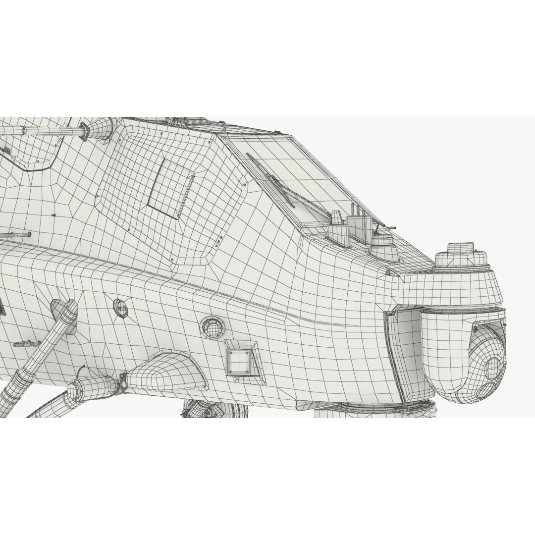 Combat Helicopter 3D Model – Desert Camouflage PBR Aircraft for Simulation - View 15