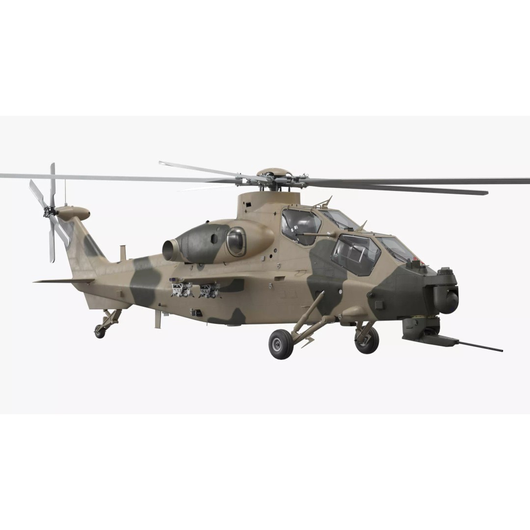 Combat Helicopter 3D Model – Desert Camouflage PBR Aircraft for Simulation - View 2