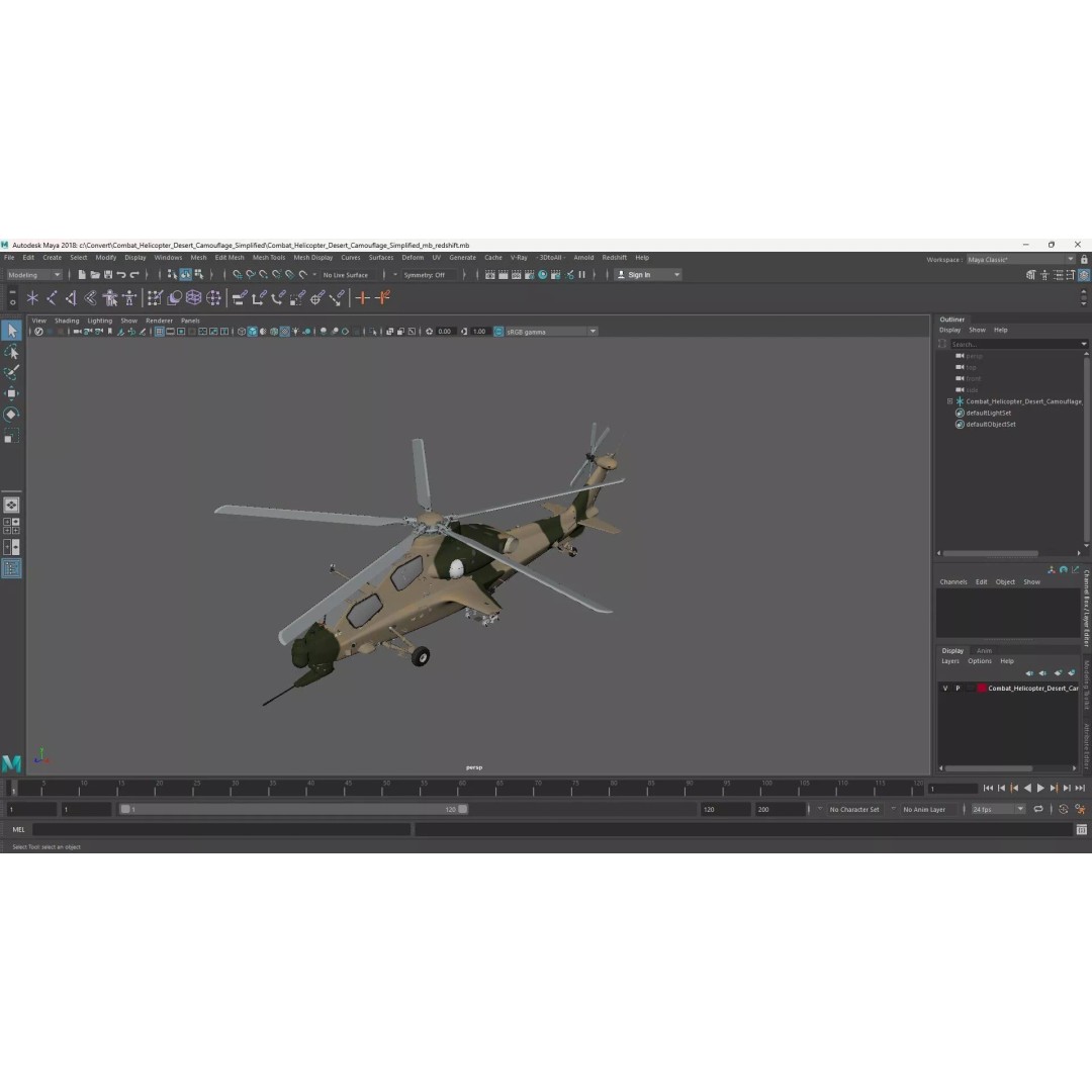 Combat Helicopter 3D Model – Desert Camouflage PBR Aircraft for Simulation - View 21