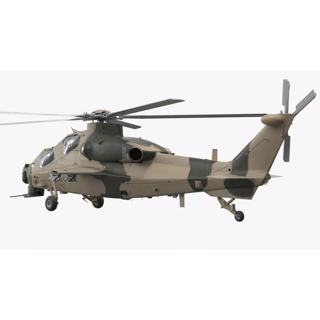 Combat Helicopter 3D Model – Desert Camouflage PBR Aircraft for Simulation - View 5