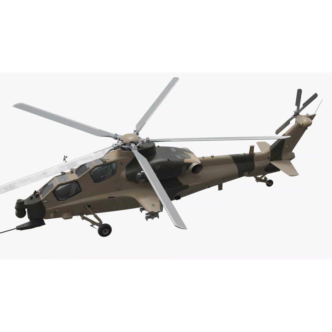 Combat Helicopter 3D Model – Desert Camouflage PBR Aircraft for Simulation - View 6