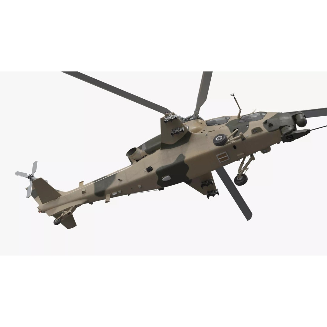Combat Helicopter 3D Model – Desert Camouflage PBR Aircraft for Simulation - View 7