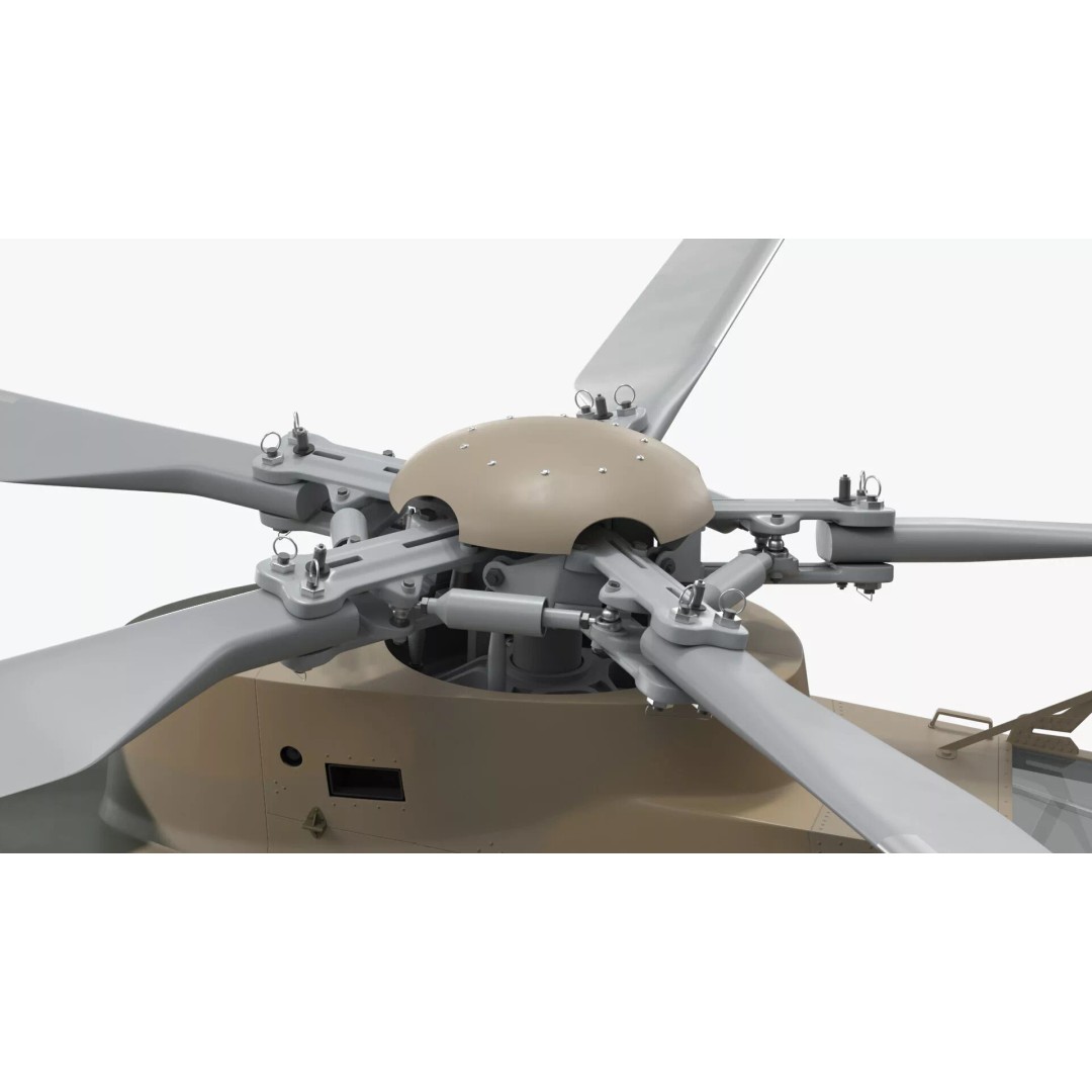 Combat Helicopter 3D Model – Desert Camouflage PBR Aircraft for Simulation - View 8