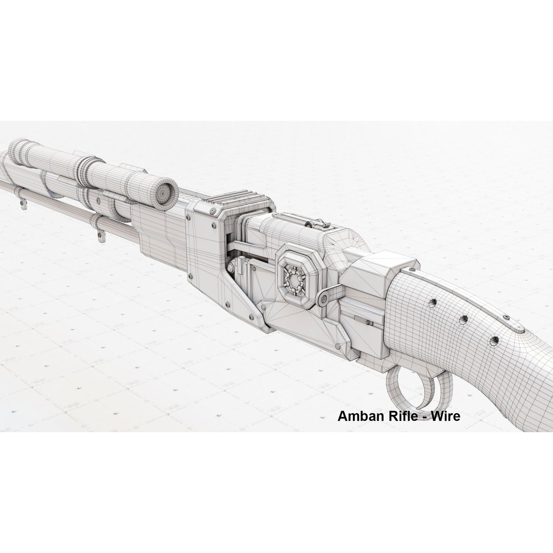 Mandalorian Amban Rifle 3D Model – PBR Low-Poly Game Asset, FBX - View 13