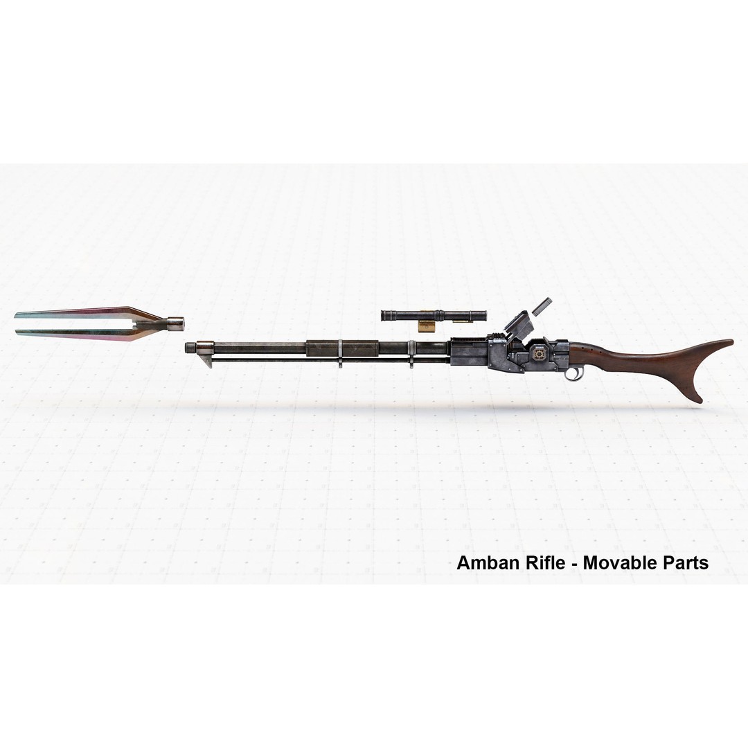 Mandalorian Amban Rifle 3D Model – PBR Low-Poly Game Asset, FBX - View 3