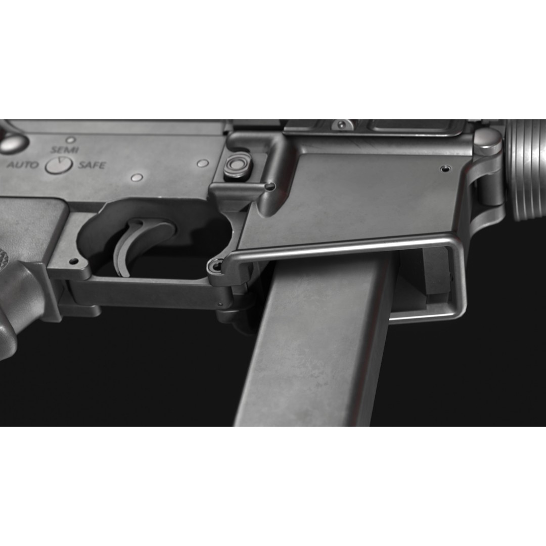 Colt 9mm SMG 3D Model – Low Poly Game Asset with PBR Textures - View 12