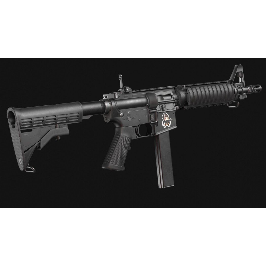 Colt 9mm SMG 3D Model – Low Poly Game Asset with PBR Textures - View 15