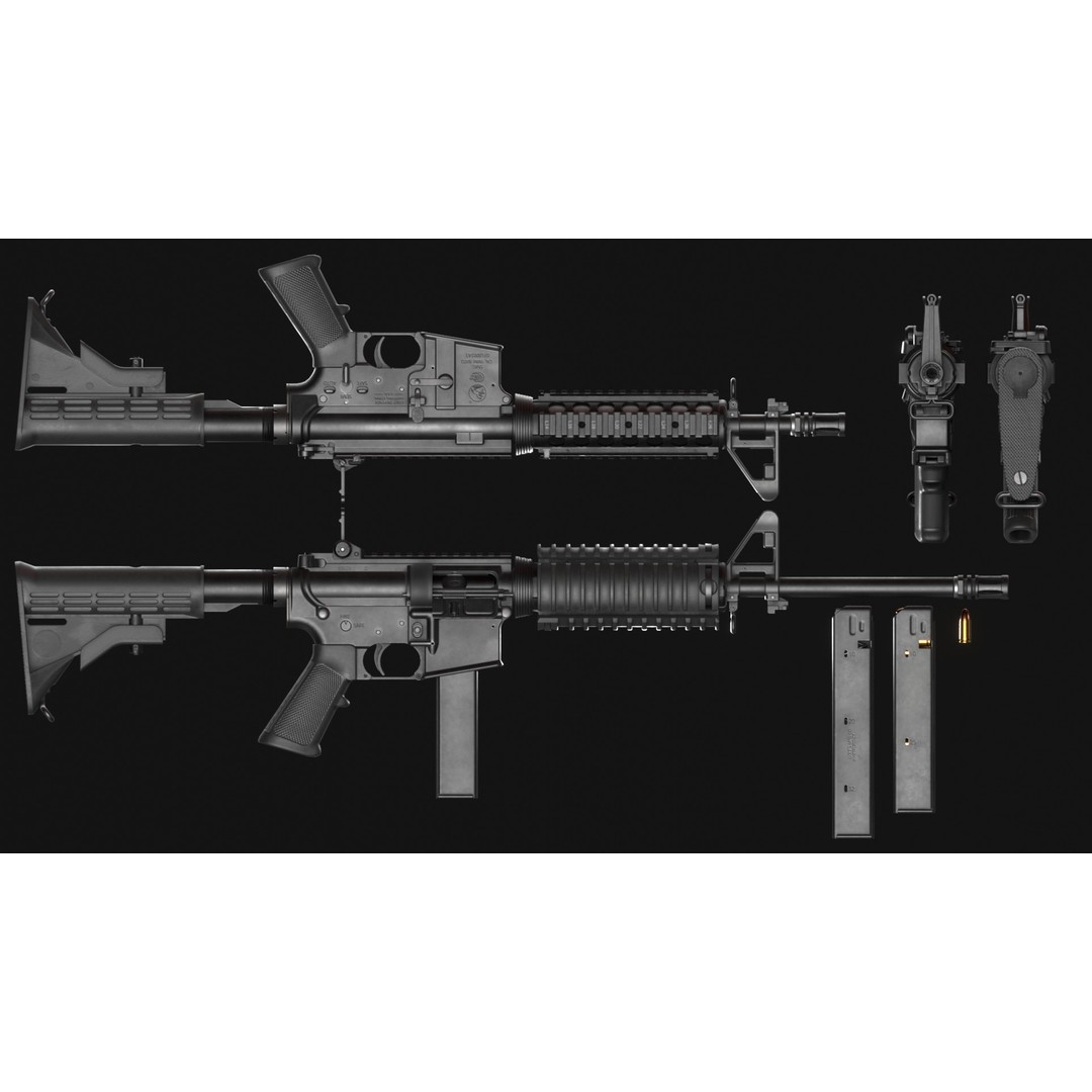 Colt 9mm SMG 3D Model – Low Poly Game Asset with PBR Textures - View 4