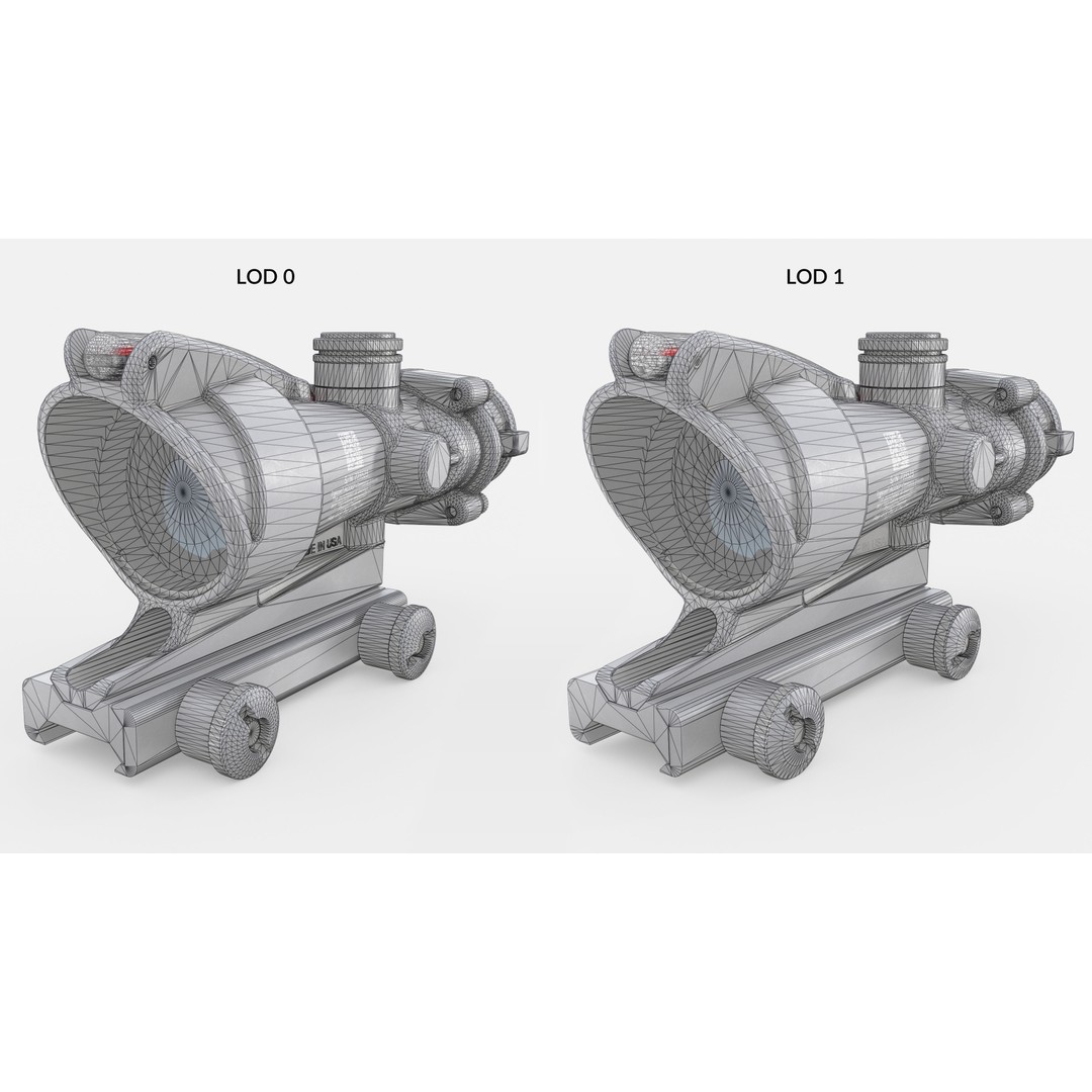 Trijicon ACOG TA31 3D Model – Low Poly Tactical Rifle Scope, FBX - View 23