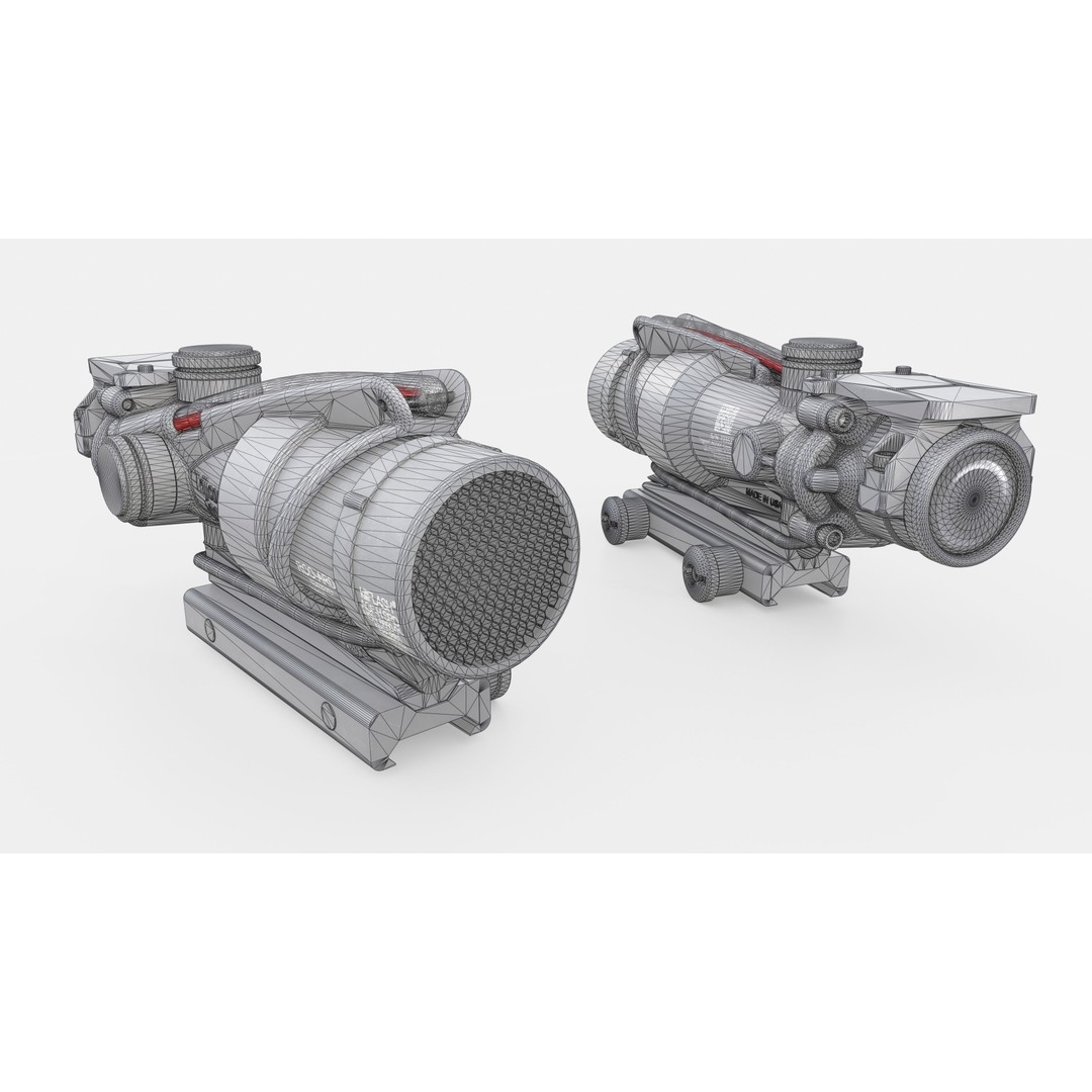 Trijicon ACOG TA31 3D Model – Low Poly Tactical Rifle Scope, FBX - View 3