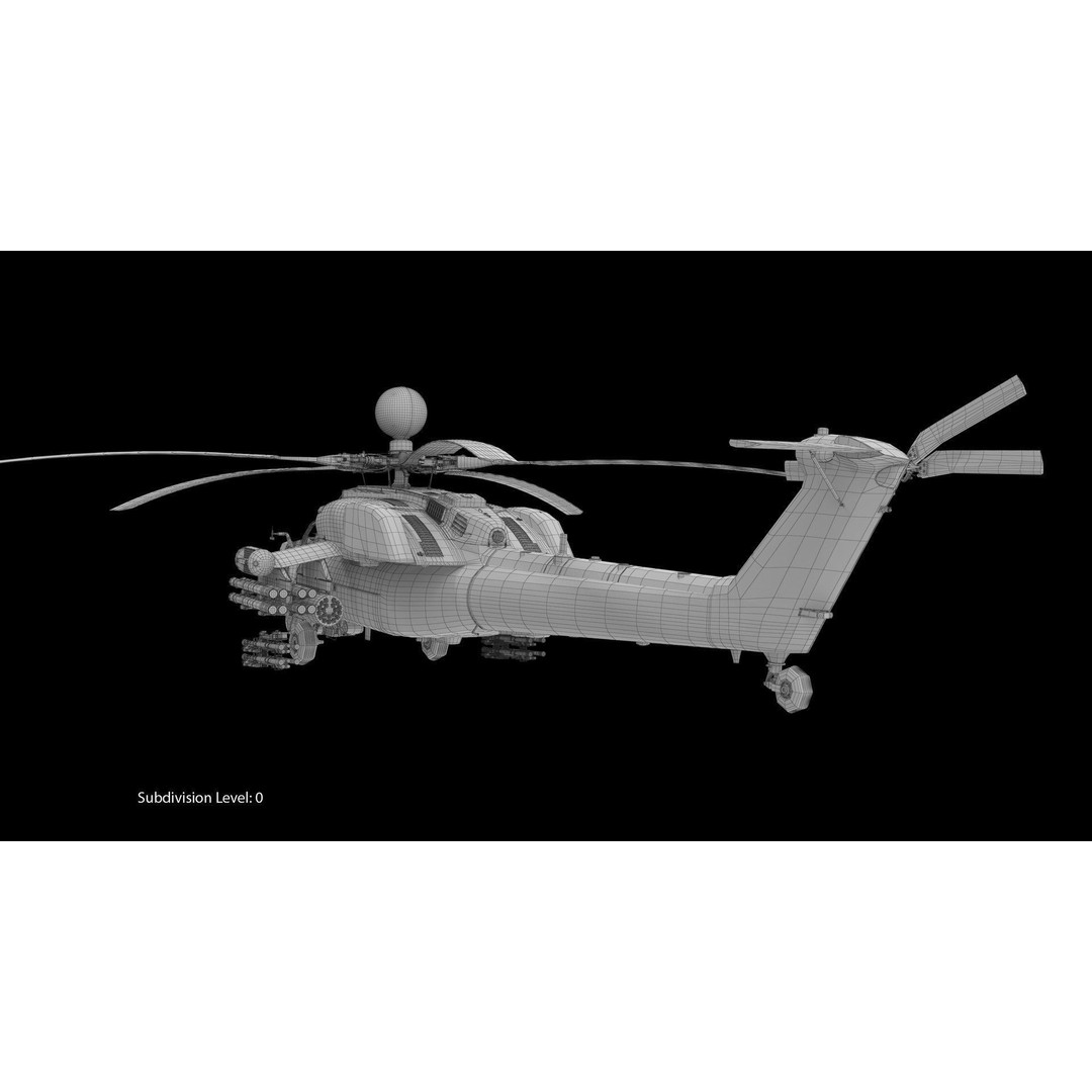 Mi-28N Gray 3D Model – Low Poly Military Helicopter, FBX, OBJ - View 10